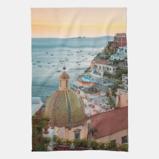 Kustlijn | Positano, kust van Amalfi, Italië Theedoek (Verticaal)