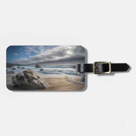 Kustlijn | Stormy Big Sur, Californië Bagagelabel (Voorkant horizontaal)