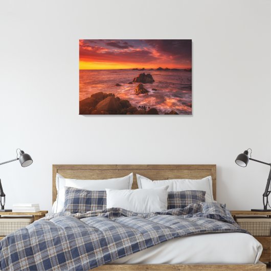 Kustlijn | Sunset Pacific Grove Carmel California Canvas Afdruk (Insitu (Slaapkamer))