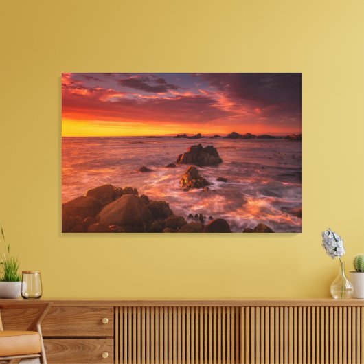 Kustlijn | Sunset Pacific Grove Carmel California Canvas Afdruk (Insitu (Woonkamer))