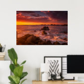 Kustlijn | Sunset Pacific Grove Carmel California Poster (Thuiskantoor)