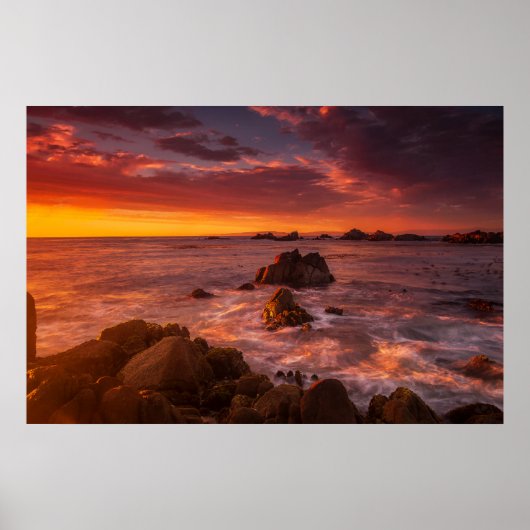 Kustlijn | Sunset Pacific Grove Carmel California Poster (Voorkant)