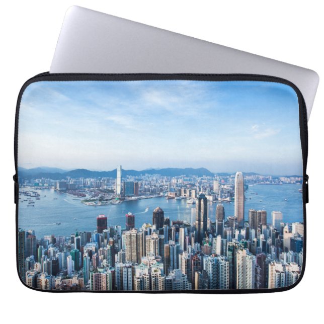 Kustlijn | Tsim Sha Tsu, Hong Kong Island, Azië Laptop Sleeve (Voorkant)