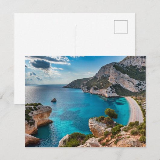 Kustlijn uitzicht Palaiokastritsa, Korfoe, Grieken Feestdagenkaart (Voorkant / Achterkant)