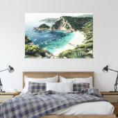 Kustlijn uitzicht van Palaiokastritsa Painting, Co Canvas Afdruk (Insitu (Slaapkamer))