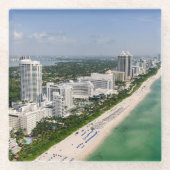 Kustlijn | Urban Beach, Miami, Florida Glazen Onderzetter (Voorkant)