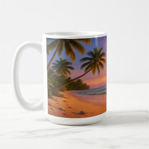 kustlijn van de tropische zonsopgang koffiemok
