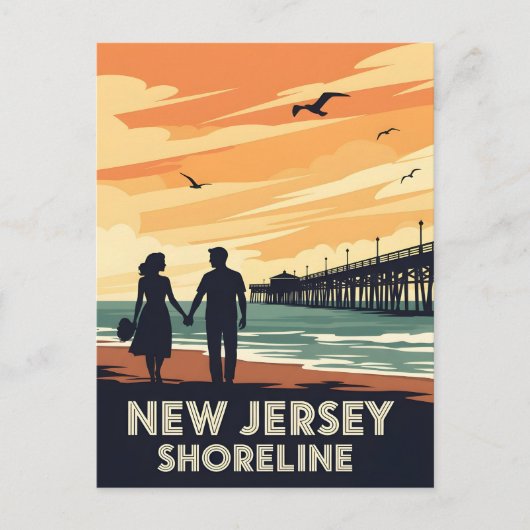  kustlijn van New Jersey Briefkaart (Voorkant)