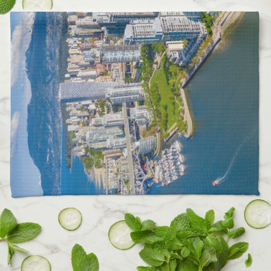 Kustlijn | Vancouver, British Columbia, Canada Theedoek (Gevouwen)