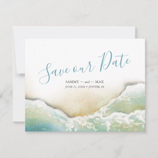 Kustlijn Waterverf Opslaan datum Save The Date (Voorkant)