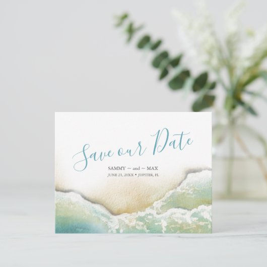Kustlijn Waterverf Opslaan datum Save The Date (Staand voorkant)