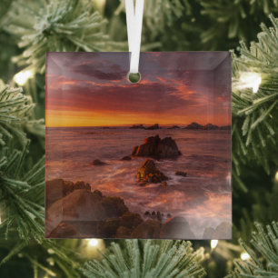 Kustlijn   Zonsondergang Pacific Grove Carmel Cali Glas Ornament