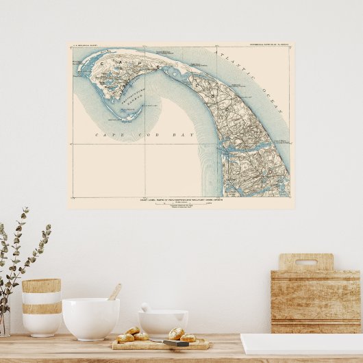 Kustlijnen Provincetown Truro en Wellfleet Poster (Keuken)