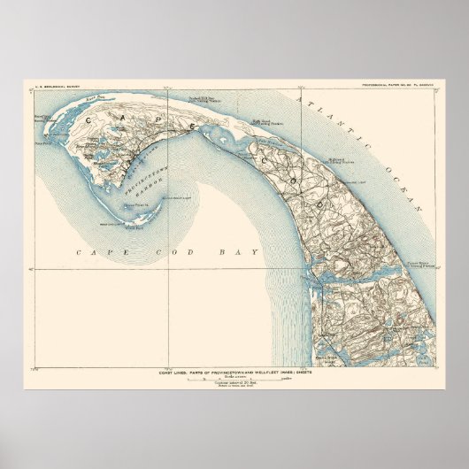 Kustlijnen Provincetown Truro en Wellfleet Poster (Voorkant)