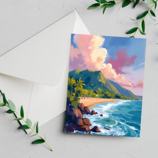 Kustlijnreisschilderij Fiji Mountains Briefkaart