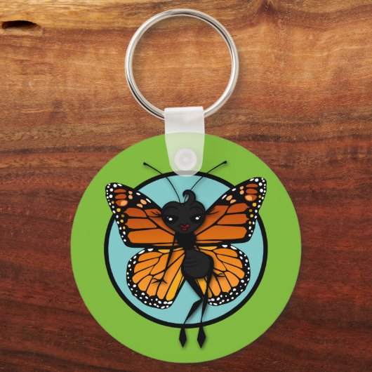 KUSTMAANDBUTTERFLY ROND BASIC BUTTON SLEUTELHANGER (Voorkant)