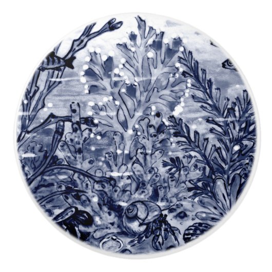 Kustmagere zwarte Zee Keramische Knop (Voorkant)