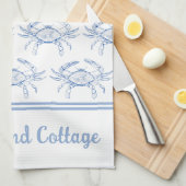Kustmakersblauw en witte krab op maat theedoek (Quarter Fold)