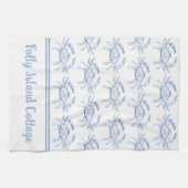 Kustmakersblauw en witte krab op maat theedoek (Horizontaal)