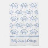 Kustmakersblauw en witte krab op maat theedoek (Verticaal)