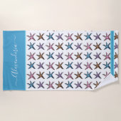 Kustmakreel Blauwgroen aqua blauw roze paarse zees Strandlaken (Voorkant)