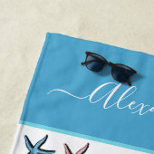 Kustmakreel Blauwgroen aqua blauw roze paarse zees Strandlaken (In situ)