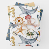 Kustmatchen, Nautical Beach Matching Design Inpakpapier Vel (In situ)