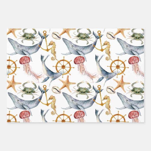 Kustmatchen, Nautical Beach Matching Design Inpakpapier Vel (Voorkant)