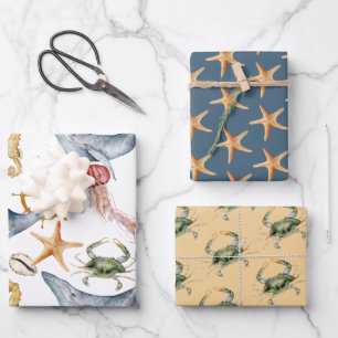 Kustmatchen, Nautical Beach Matching Design Inpakpapier Vel