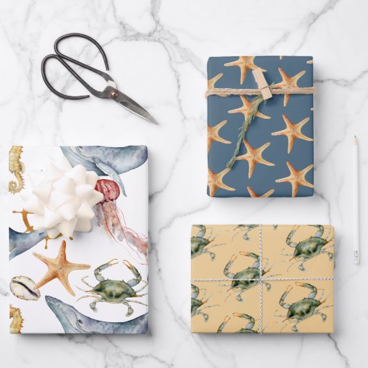 Kustmatchen, Nautical Beach Matching Design Inpakpapier Vel (Voorkant)