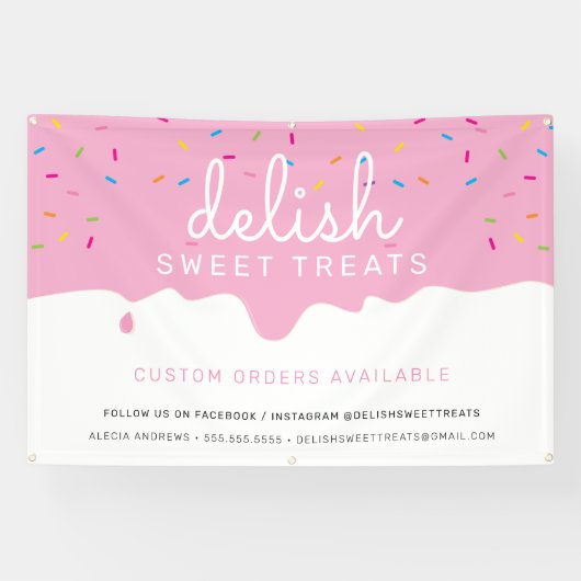 KUSTMATERIAAL Bevroren Drip kleurrijke sproinkles  Spandoek (Horizontaal)