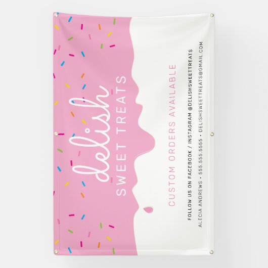 KUSTMATERIAAL Bevroren Drip kleurrijke sproinkles  Spandoek (Verticaal)