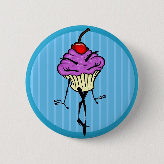 KUSTMATIGE CARTOON KUPCAKE VROUWENRONDE BUTTON (Voorkant)