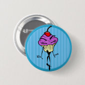 KUSTMATIGE CARTOON KUPCAKE VROUWENRONDE BUTTON (Voorkant /achterkant)