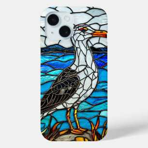 Kustmeeuw Gebrandschilderde Artistieke Natuur iPhone 15 Case