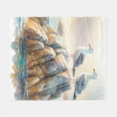 Kustmeeuwen Waterverf Zeegezicht Fleece Deken (Voorkant (Horizontaal))