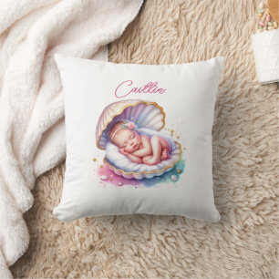 Kustmeisje Baby shower gepersonaliseerd Kussen