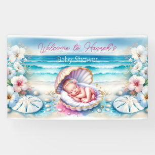 Kustmeisje Baby shower gepersonaliseerd Spandoek