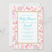 Kustmeisje Nautical Baby shower Invitation Girl Kaart (Voorkant)