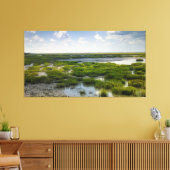 Kustmoeras met verre brug canvas afdruk (Insitu (Woonkamer))