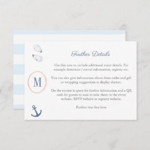 Kustmonogram Baby shower register QR-code Informatiekaartje