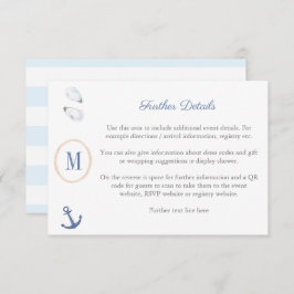 Kustmonogram Baby Shower Registratie QR-code  Informatiekaartje