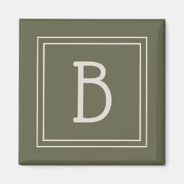 Kustmonogrammen: Moss Green & Off White Initiaal Magneet