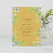Kustmosterd Gele Wilde Bloemen Bruiloft Kaart (Staand voorkant)