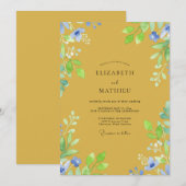 Kustmosterd Gele Wilde Bloemen Bruiloft Kaart (Voorkant / Achterkant)