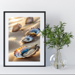 Kustmuur Art Oyster Shells op het Shore Poster