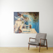 Kustmuurkunst | Mediterrane vrouw aan zee Wandkleed (In Situ (horizontaal))