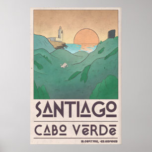 Kustmuurkunstprint Zonsondergang Oever Scene - Mid Poster