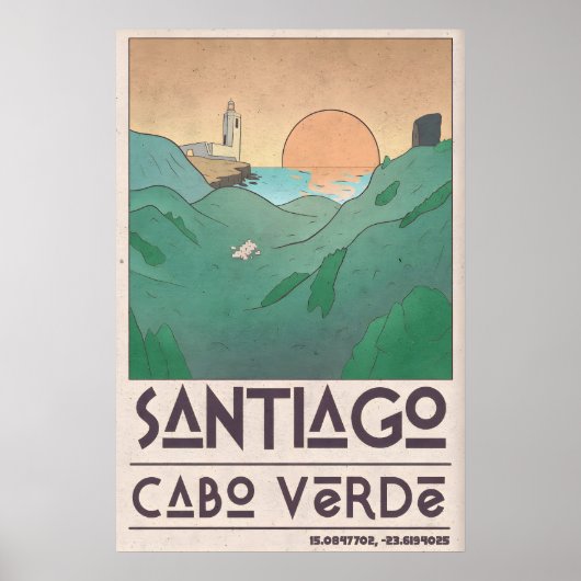 Kustmuurkunstprint Zonsondergang Oever Scene - Mid Poster (Voorkant)