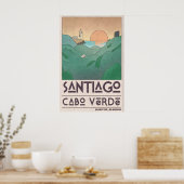Kustmuurkunstprint Zonsondergang Oever Scene - Mid Poster (Keuken)
